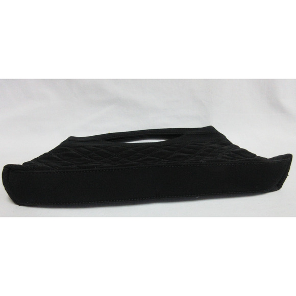 Vera Bradley Black Microfiber Quilted Clutch Bag, Front and Inside Pockets - Picture 5 of 8